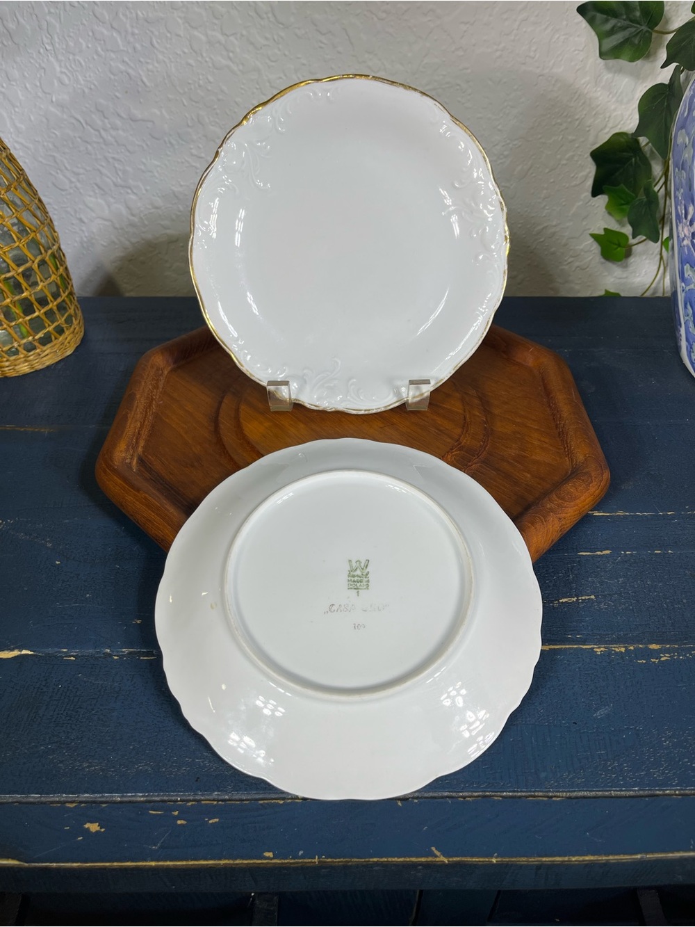 Casa Oro by Wawel, Salad Plates with Gold Rim - Set of 2 made in Portugal